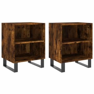 Elegant Smoked Oak Bedside Cabinets - 2 pcs | Hipo Market