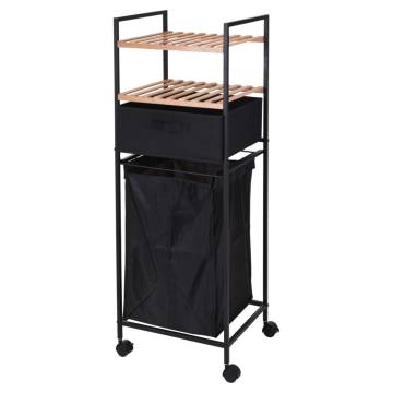 Bathroom Solutions Bamboo Storage Rack with Laundry Basket