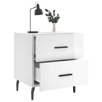 High Gloss White Bedside Cabinets - 2 pcs | Hipomarket