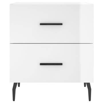 High Gloss White Bedside Cabinets - 2 pcs | Hipomarket