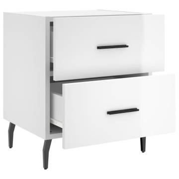 High Gloss White Bedside Cabinets - 2 pcs | Hipomarket