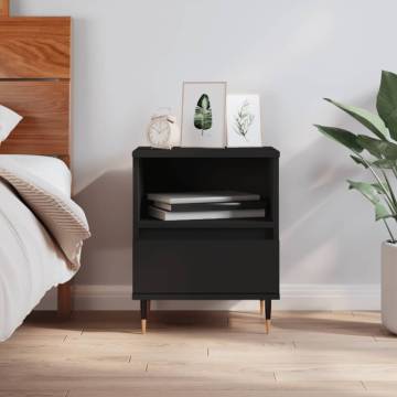 Trendy Black Bedside Cabinet | Engineered Wood - Hipo Market