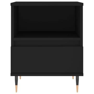 Trendy Black Bedside Cabinet | Engineered Wood - Hipo Market