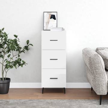 High Gloss White Sideboard - Modern Engineered Wood Storage