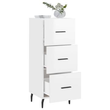 High Gloss White Sideboard - Modern Engineered Wood Storage