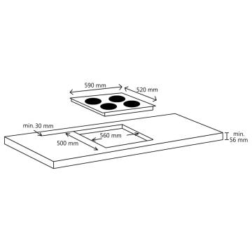 Induction Hob with 4 Burners - Touch Control Glass 7000W