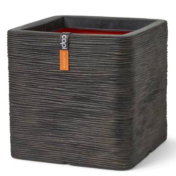 Capi Planter Nature Rib Square 40x40 cm - Dark Brown