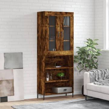 Elegant Highboard in Smoked Oak | 69.5x34x180 cm | Hipomarket