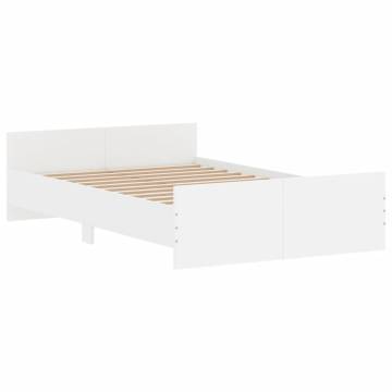 Stylish White Bed Frame with Headboard & Footboard - 120x200 cm