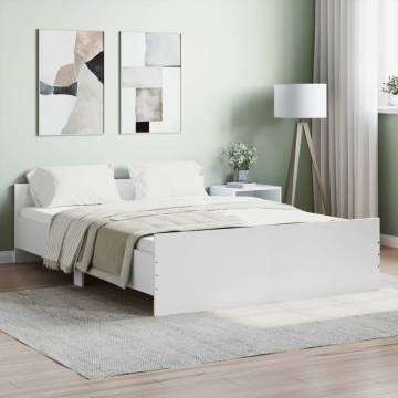 White Double Bed Frame with Headboard & Footboard | HipoMarket