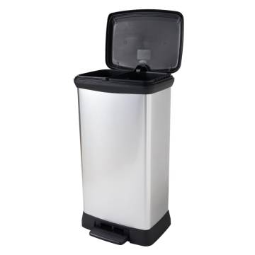 Curver Deco 50L Silver Pedal Bin - Stylish & Convenient | Hipomarket