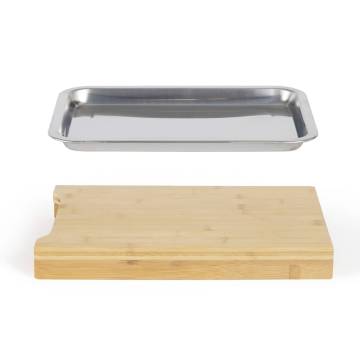 Livoo Cutting Board with Drawer Storage - Beige Wood