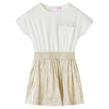 Kids' Ecru Dress with Short Sleeves - Stylish & Comfortable