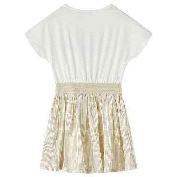 Kids' Ecru Dress with Short Sleeves - Stylish & Comfortable