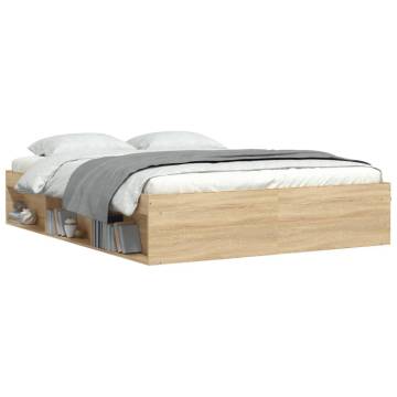 Sonoma Oak Bed Frame 140x190 cm | Stylish & Durable Design