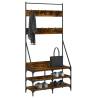 Clothes Rack with Shoe Storage - Smoked Oak | Hipomarket