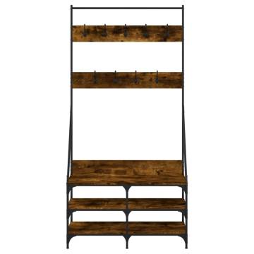 Clothes Rack with Shoe Storage - Smoked Oak | Hipomarket