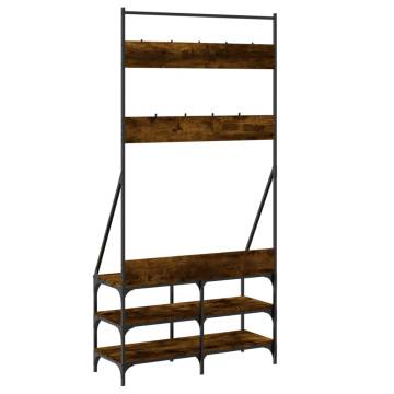 Clothes Rack with Shoe Storage - Smoked Oak | Hipomarket