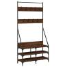 Stylish Clothes Rack with Shoe Storage - Brown Oak 90x34x184 cm