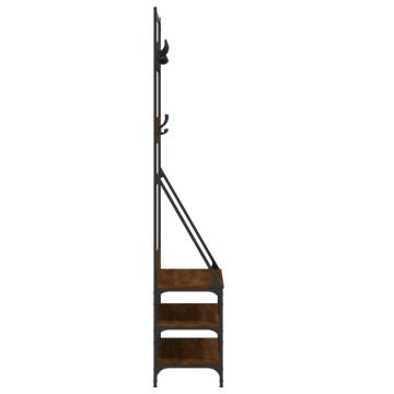 Stylish Clothes Rack with Shoe Storage - Brown Oak 90x34x184 cm