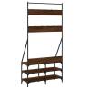 Stylish Clothes Rack with Shoe Storage - Brown Oak 90x34x184 cm