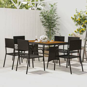 7 Piece Outdoor Dining Set - Stylish Poly Rattan in Black