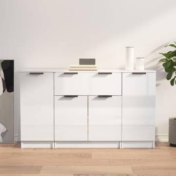 High Gloss White Sideboards Set - Stylish & Functional Storage