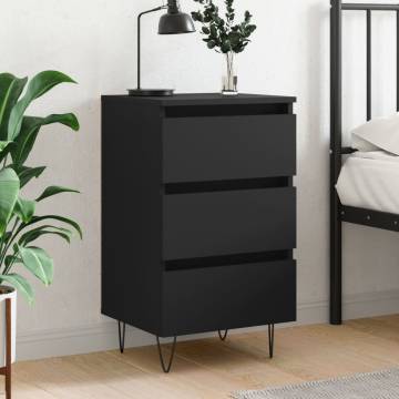 Elegant Black Bedside Cabinet - 40x35x69 cm Engineered Wood