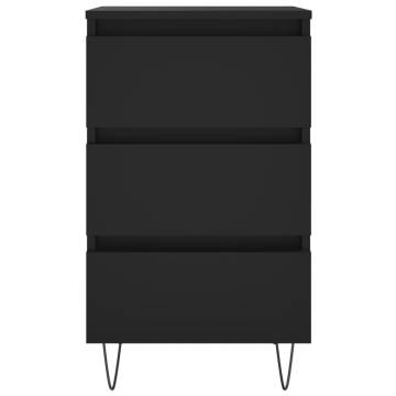 Elegant Black Bedside Cabinet - 40x35x69 cm Engineered Wood