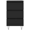 Elegant Black Bedside Cabinet - 40x35x69 cm Engineered Wood