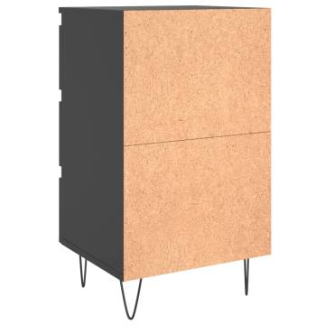 Elegant Black Bedside Cabinet - 40x35x69 cm Engineered Wood