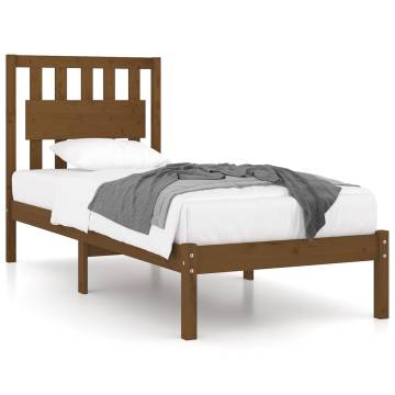 Honey Brown Solid Wood Pine Bed Frame 100x200 cm - Hipo Market