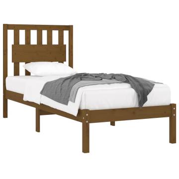 Honey Brown Solid Wood Pine Bed Frame 100x200 cm - Hipo Market