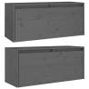 Stylish Grey Wall Cabinets - Set of 2 | Solid Pine Wood