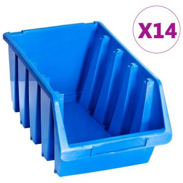 Stacking Storage Bins - 14 pcs Blue Plastic | HipoMarket UK