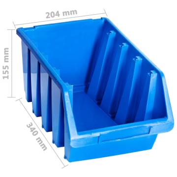 Stacking Storage Bins - 14 pcs Blue Plastic | HipoMarket UK