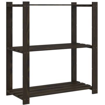 3-Tier Storage Rack Black - Solid Pine Wood | HipoMarket