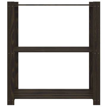 3-Tier Storage Rack Black - Solid Pine Wood | HipoMarket