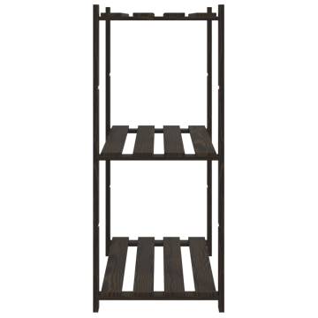 3-Tier Storage Rack Black - Solid Pine Wood | HipoMarket