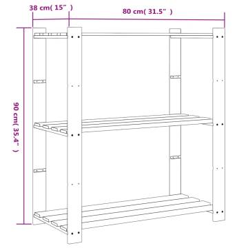 3-Tier Storage Rack Black - Solid Pine Wood | HipoMarket