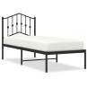 Black Metal Bed Frame with Headboard - Small Single 75x190 cm