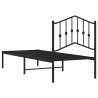 Black Metal Bed Frame with Headboard - Small Single 75x190 cm