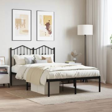 Metal Bed Frame with Headboard - Black 120x200 cm | Hipomarket