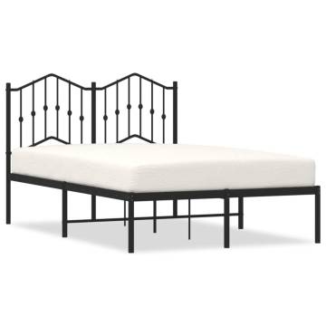 Metal Bed Frame with Headboard - Black 120x200 cm | Hipomarket