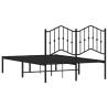 Metal Bed Frame with Headboard - Black 120x200 cm | Hipomarket