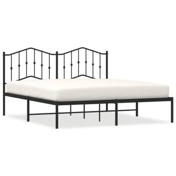 Metal Bed Frame with Headboard Black 180x200 cm - Super King