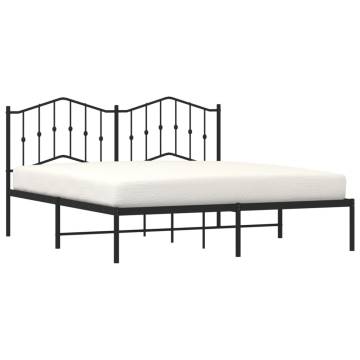 Metal Bed Frame with Headboard Black 180x200 cm - Super King