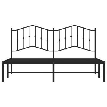 Metal Bed Frame with Headboard Black 180x200 cm - Super King