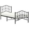 Metal Bed Frame with Headboard & Footboard - 80x200 cm Black