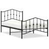 Metal Bed Frame with Headboard & Footboard - Black 100x190 cm